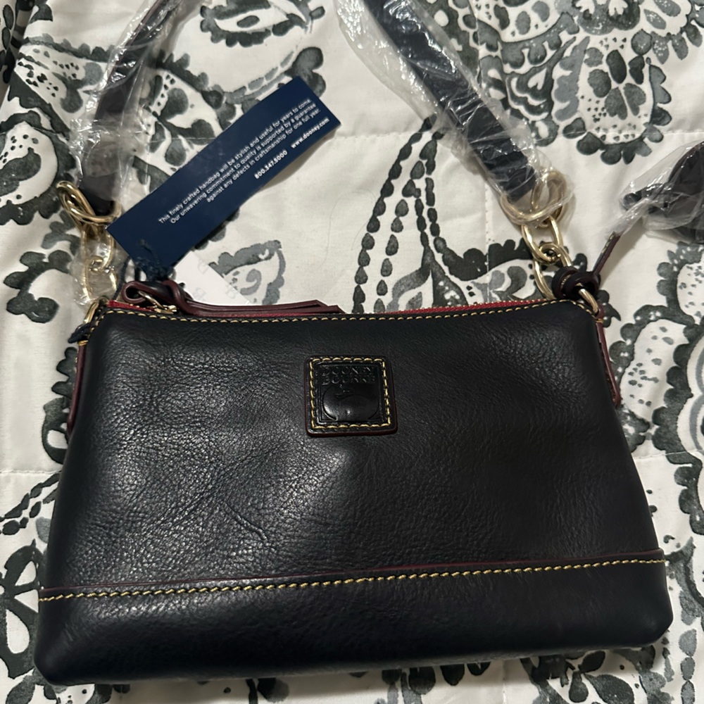 Dooney & Bourke Black Crossbody Bag with Gold Accents